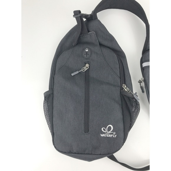 WATERFLY Black Nylon Sling Bag Backpack Crossbody Chest Pack Outdoor‎ Travel - Picture 2 of 16